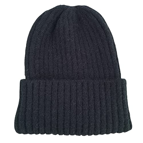 FISHSHOP Beanie Mütze，Unisex warme Beanie Strickmütze, Strickmütze Wollmütze Damenhut Bommelmütze Beanie Hüte für Frühling, Herbst, Winter, weich & leicht, Damen, Herren (Black) von FISHSHOP