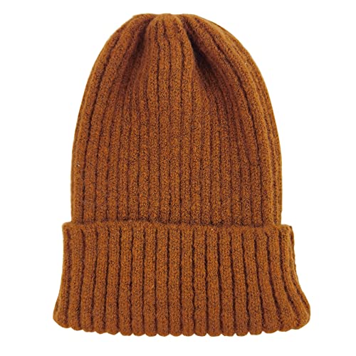 FISHSHOP Beanie Mütze，Unisex warme Beanie Strickmütze, Strickmütze Wollmütze Damenhut Bommelmütze Beanie Hüte für Frühling, Herbst, Winter, weich & leicht, Damen, Herren (Brown) von FISHSHOP