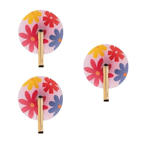 FISURA – Faltfächer miT. Faltfächer aus Papier. Bunter Pai Pai Fächer. Hochzeitsfächer für Gäste. Geschenk für Partys oder Zeremonien. (Blumen, 3 Stück) von FISURA