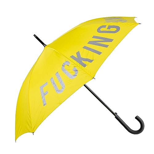 FISURA Großer Regenschirm Fucking Rain Reflektierender Jugendschirm gelb Automatischer Regenschirm mit Knopf Winddicht 106 cm Durchmesser von FISURA