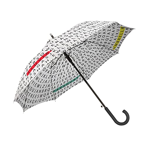 FISURA - Großer Regenschirm. Jugendschirm. Automatischer Regenschirm mit Knopf. Stabiler bedruckter Regenschirm. 106 cm Durchmesser. (Alphabetische Suppe, weiß) von FISURA