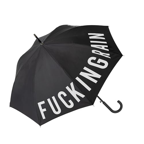 FISURA - Großer Regenschirm. Jugendschirm. Automatischer Regenschirm mit Knopf. Stabiler bedruckter Regenschirm. 106 cm Durchmesser. (F*cking rain, schwarz) von FISURA