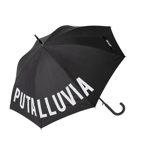 FISURA - Großer Regenschirm "P*ta lluvia". Jugendschirm in schwarz. Automatischer Regenschirm mit Knopf. Starker winddichter Regenschirm. 106 Zentimeter im Durchmesser. von FISURA