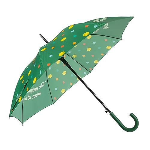 FISURA - Großer Regenschirm. Jugendschirm. Automatischer Regenschirm mit Knopf. Stabiler bedruckter Regenschirm. 106 zentimeter. Durchmesser. (Smile, grün) von FISURA