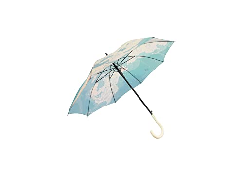 FISURA - Großer Regenschirm. Jugendschirm. Automatischer Regenschirm mit Knopf. Stabiler bedruckter Regenschirm. 106 cm Durchmesser. (Welt, blau) von FISURA