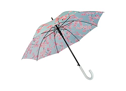 FISURA - Großer Regenschirm. Jugendschirm. Automatischer Regenschirm mit Knopf. Stabiler bedruckter Regenschirm. 106 cm Durchmesser. (Sakura, blau) von FISURA