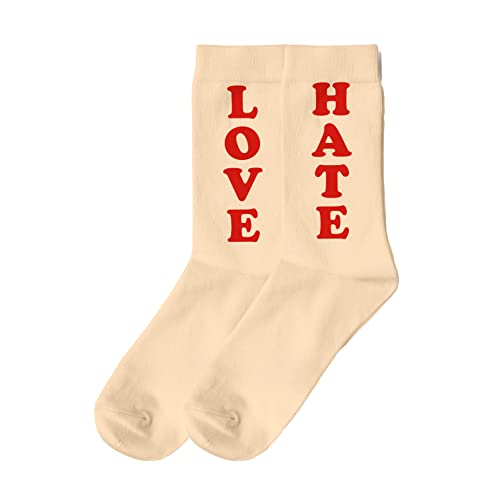 FISURA - Original Love & Hate Socken für Herren in Beige. Geschenk-Socken. Ein Paar hohe Socken. Zusammensetzung: Baumwolle und Polyester. Größe: 41-45. von FISURA