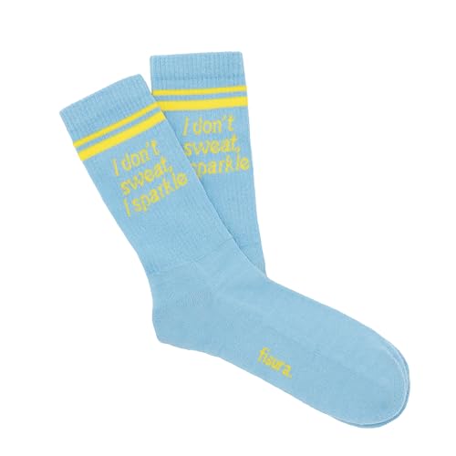 FISURA – Originale Unisex-Socken “Sparkle” Blau. Geschenk-Socken. Hohe blaue Socken. Socken mit englischem Spruch. Socken aus Baumwolle und Polyester. Einheitsgröße. von FISURA