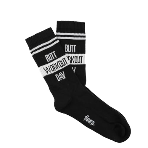 FISURA – Originelle Unisex-Socken “Workout”. Geschenksocken. Hohe weiße Socken. Socken mit Spruch. Socken aus Baumwolle und Polyester. Einheitsgröße. von FISURA