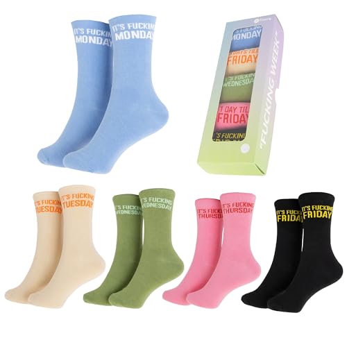 Fisura - Lustige "f*cking week" Socken. Packung mit 5 Unisex-Socken. Originelle Socken für Männer. Bedruckte Baumwollsocken. Socken zum Verschenken. Eine Größe passt allen. von FISURA