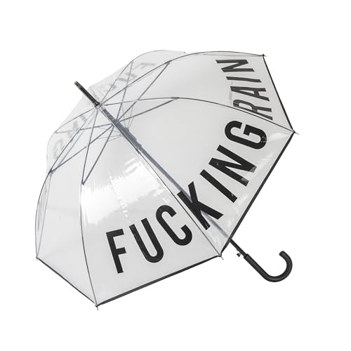 Fisura - Transparenter Regenschirm f*cking rain. Jugendlicher transparenter Regenschirm. Automatischer Regenschirm mit Knopf. Windfester, robuster Regenschirm. Durchmesser von 103 cm. von FISURA