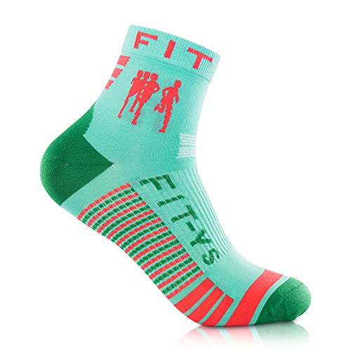 FIT-YS Quarter Socks - Laufsocken für Männer und Frauen 1/4 Länge mit Anti-Blasen Schutz, von Sportlern für Sportler entwickelt / Sportsocken atmungsaktiv & seemless (One Size, green/ash/mint/coral) von FIT-YS