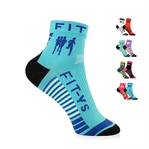 FIT-YS Quarter Socks - Laufsocken für Männer und Frauen 1/4 Länge mit Anti-Blasen Schutz, von Sportlern für Sportler entwickelt / Sportsocken atmungsaktiv & seemless (One Size, lightblue/blue) von FIT-YS