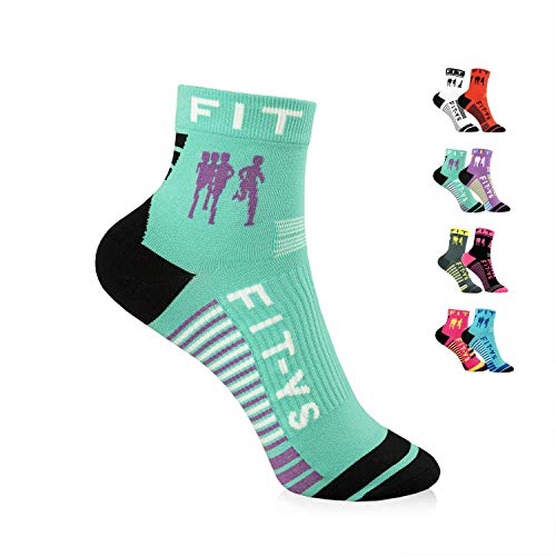 FIT-YS Quarter Socks - Laufsocken für Männer und Frauen 1/4 Länge mit Anti-Blasen Schutz, von Sportlern für Sportler entwickelt / Sportsocken atmungsaktiv & seemless (One Size, ocean/purple) von FIT-YS