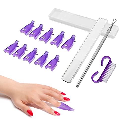 FITDON Nagellackentferner Clips Set, 10 Stück Nail Art Soak off Nagelclips Einweichen Clip Gel Cap UV Maniküre Tränken Weg Nagel Clip Gel Polish Entferner Wrap Tool, Purple von FITDON