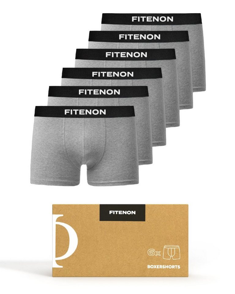 FITENON Boxershorts Herren Unterhosen, Unterwäsche, ohne kratzenden Zettel, Baumwolle (6 er Set) mit Logo-Elastikbund von FITENON