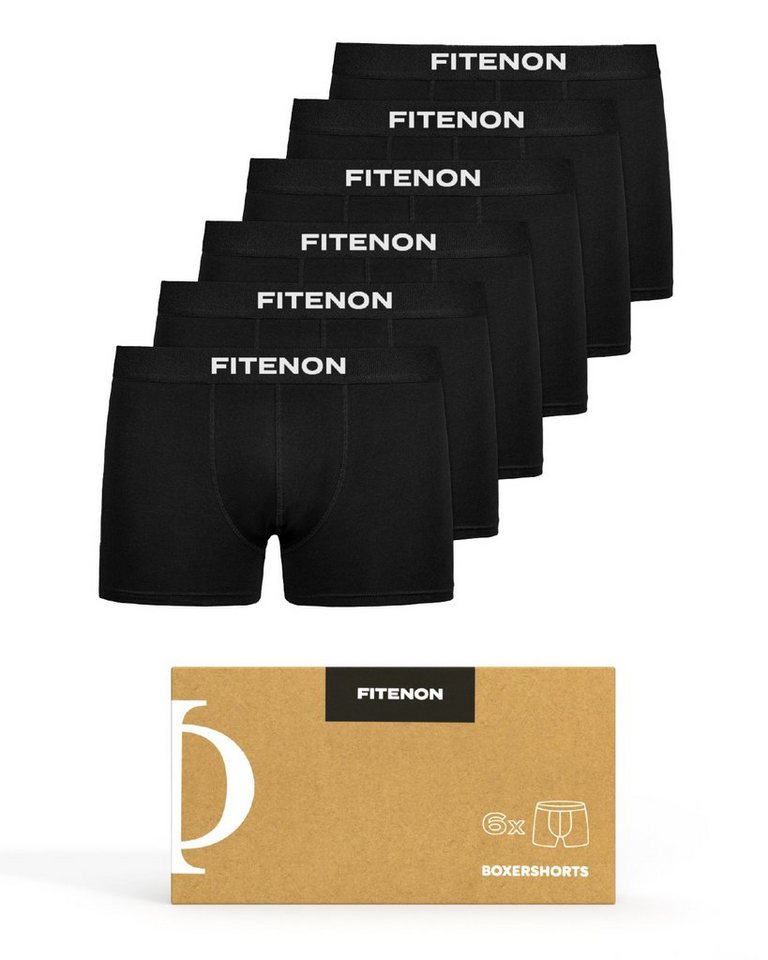 FITENON Boxershorts Herren Unterhosen, Unterwäsche, ohne kratzenden Zettel, Baumwolle (6 er Set) mit Logo-Elastikbund von FITENON