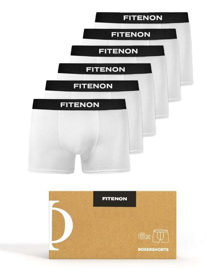 FITENON Boxershorts Herren Unterhosen, Unterwäsche, ohne kratzenden Zettel, Baumwolle (6 er Set) mit Logo-Elastikbund von FITENON