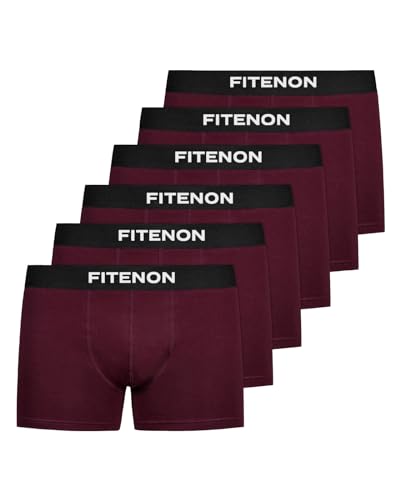 FITENON Boxershorts Herren Baumwolle (6er Pack) Unterhosen Herren ohne einschneidenden Gummibund (Gr. S - 4XL) (L, 6X Burgunderrot) von FITENON