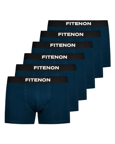 FITENON Boxershorts Herren Baumwolle (6er Pack) Unterhosen Herren ohne einschneidenden Gummibund (Gr. S - 4XL) (M, 6X Navy) von FITENON