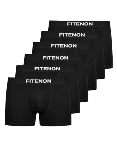 FITENON Boxershorts Herren Baumwolle (6er Pack) Unterhosen Herren ohne einschneidenden Gummibund (Gr. S - 4XL) (M, 6X Schwarz) von FITENON