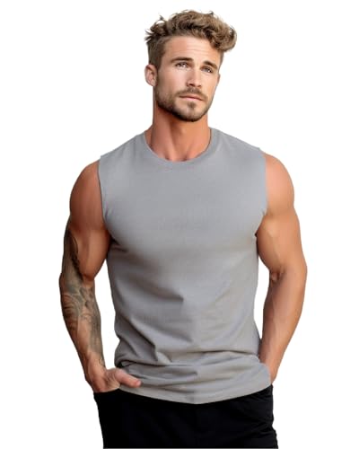 FITENON Unterhemd Herren Tank Top 2er Packs gekämmte Feinripp Baumwolle Weitere Farben alle Größen (S, 2X Grau) von FITENON