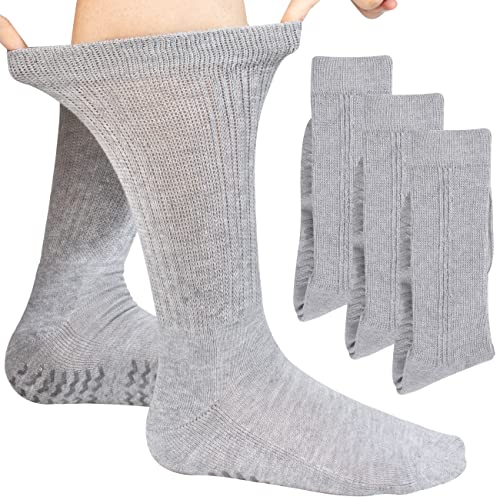 FITEXTREME Morestep Diabetiker-Socken für Herren und Damen, nicht bindendes Oberteil, rutschfeste Griffe, gepolsterte Sohle, Crew-Socken 3 Paar, GRAU FITEXTREME Morestep Diabetiker-Socken für Herren und Damen, nicht bindendes Oberteil, rutschfeste Griffe, gepolsterte Sohle, Crew-Socken 3 Paar, GRAU von FITEXTREME