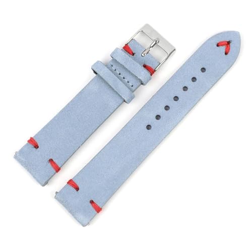 FITIOS Uhrenarmbänder, Wildleder 18–24 mm Ersatzarmband(Blue Red Line,24mm) von FITIOS