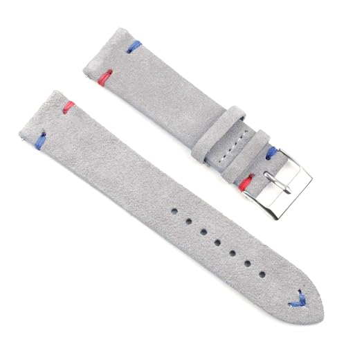 FITIOS Uhrenarmbänder, Wildleder 18–24 mm Ersatzarmband(Gray Red Blue Line,22mm) von FITIOS