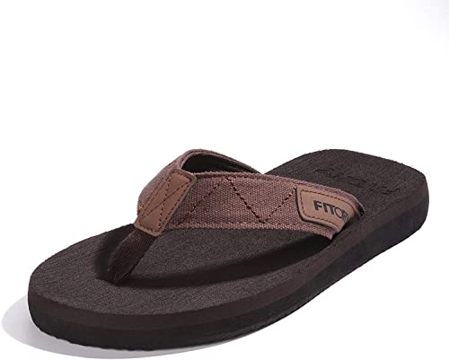 FITORY Herren Flip Flops Beach Sandalen Surfen Zehentrenner Sommerschuhe, Braun, 41 EU von FITORY