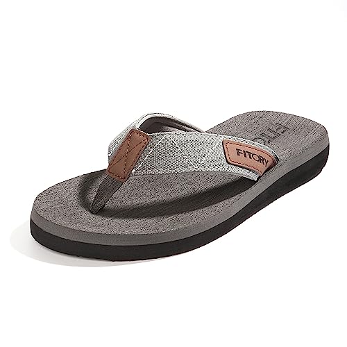 FITORY Herren Flip Flops Beach Sandalen Surfen Zehentrenner Sommerschuhe, Grau, 41 EU von FITORY