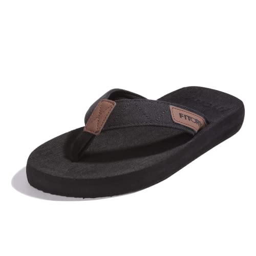 FITORY Herren Flip Flops Beach Sandalen Surfen Zehentrenner Sommerschuhe, Schwarz, 42 EU von FITORY