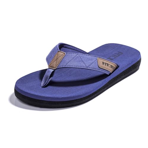 FITORY Herren Flip Flops Beach Sandalen Surfen Zehentrenner Sommerschuhe Blau Gr.43 von FITORY