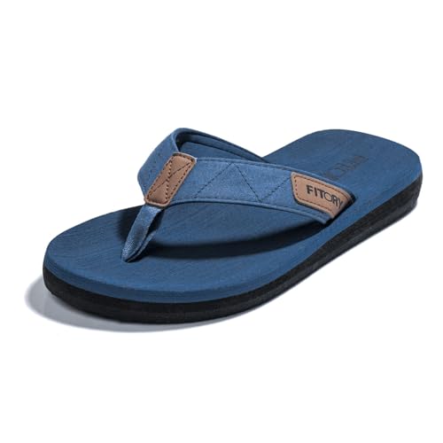 FITORY Herren Flip Flops Beach Sandalen Surfen Zehentrenner Sommerschuhe Blau Gr.47 von FITORY