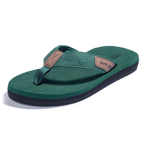 FITORY Herren Flip Flops Beach Sandalen Surfen Zehentrenner Sommerschuhe Grün Gr.45 von FITORY