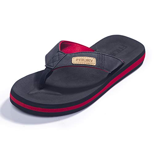 FITORY Herren Flip Flops Surfen Zehentrenner Sports Sandalen Beach/Pool Pantoffeln Rot/Schwarz Gr.39 von FITORY