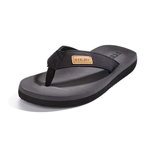 FITORY Herren Flip Flops Surfen Zehentrenner Sports Sandalen Beach/Pool Pantoffeln Schwarz Gr.39 von FITORY