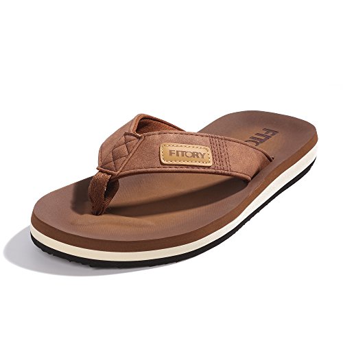 FITORY Herren Flip Flops Surfen Zehentrenner Sports Sandalen Beach/Pool Pantoffeln Tan Gr.40 von FITORY