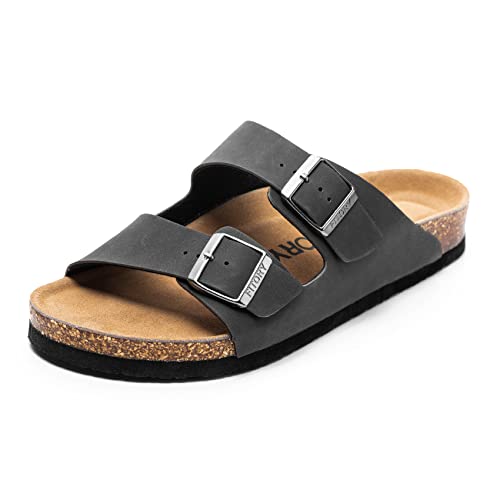 FITORY Herren-Sandalen, Slides mit Fußgewölbeunterstützung, verstellbaren Schnallenriemen und Kork-Fußbett für den Sommer, Mattschwarz, Größe 47 FITORY Herren-Sandalen, Slides mit Fußgewölbeunterstützung, verstellbaren Schnallenriemen und Kork-Fußbett für den Sommer, Mattschwarz, Größe 47 von FITORY