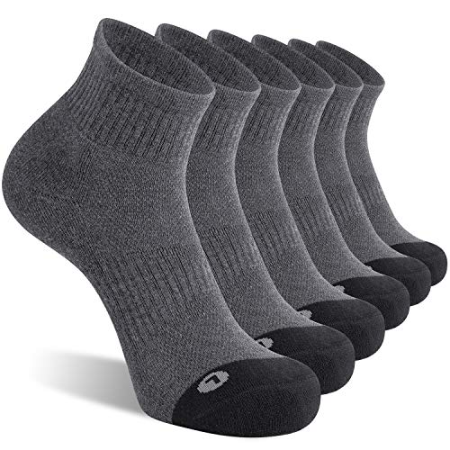 FITRELL 6 Pack Men's Athletic Ankle Socks Cushioned Sports Running Socks, Dark Grey, Shoe Size 9-12 von FITRELL