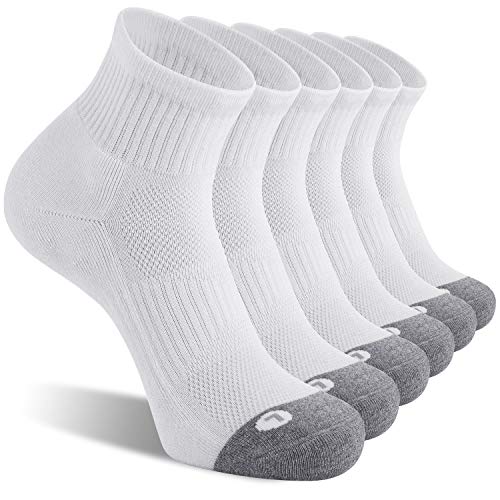 FITRELL 6 Pack Men's Athletic Ankle Socks Cushioned Sports Running Socks, White, Shoe Size 9-12 von FITRELL