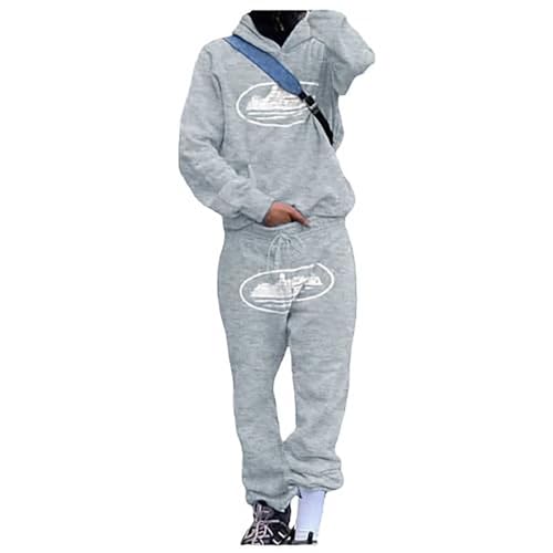 Men's Jogging Suit, Corteiz 2-Piece Hoodie, NOFS Sports Suit, Y2K Hip Hop Streetwear, Tracksuit, Letter Print Loose Hoodies and Jogging Bottoms, Casual Tops, and Sports Trousers (Pack of 2) von FITTAR