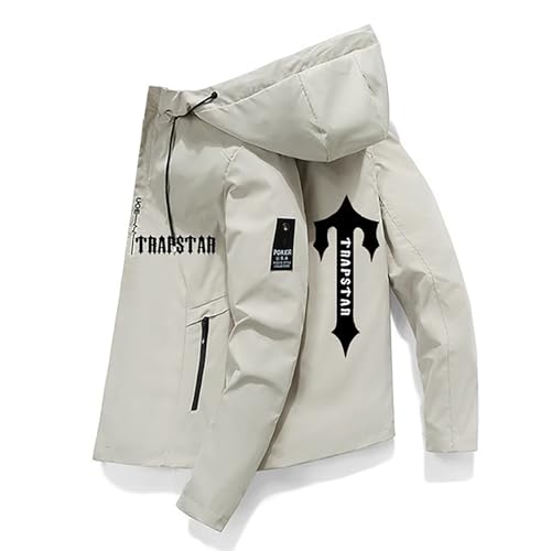 FITTAR Trapstar Men's Windbreaker Lightweight, trainingsjacke herren, windjacke herren, windbreaker herren, sportjacke herren,Transition Jacket Logo Printed, with Hood Unisex M-5XL von FITTAR