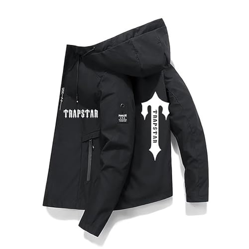 FITTAR Trapstar Men's Windbreaker Lightweight, trainingsjacke herren, windjacke herren, windbreaker herren, sportjacke herren,Transition Jacket Logo Printed, with Hood Unisex M-5XL von FITTAR