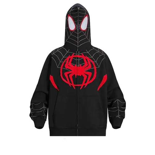 FITTAR Y2K Hoodie for Men Harajuku Y2K Jacket Street Trend Hoodie Hiphop Style Cardigan with Zip Y2k Zip Up Hoodie Spider Grunge Vintage Gothic Hooded Jacket Zip Hoodie von FITTAR