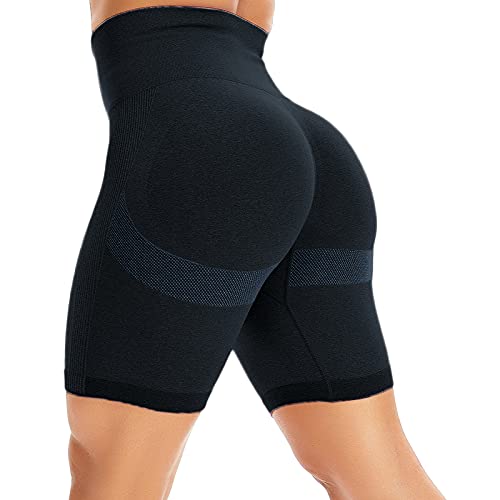 FITTOO Sportshorts Scrunch Butt Damen Kurze Sporthose Seamless Hohe Taille Push Up Slim Fit Booty Für Gym Yoga Fitness #1-Kurz Blau M von FITTOO