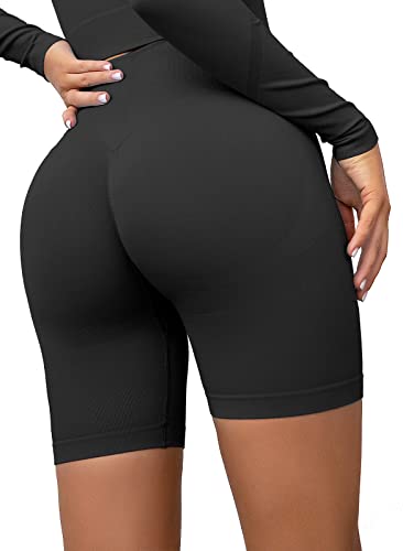 FITTOO Sportshorts Scrunch Butt Damen Kurze Sporthose Seamless Hohe Taille Push Up Slim Fit Booty Für Gym Yoga Fitness #1-Kurz Schwarz L von FITTOO