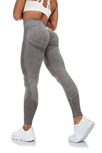 FITTOO Leggings Scrunch Butt Damen Seamless Hohe Taille Push Up Leggings Sport Slim Fit Booty Für Gym Yoga Fitness #7-Grau S von FITTOO