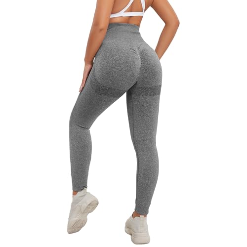 FITTOO Boom Booty Leggings Damen Damen Hohe Taille Sportleggings Push Up Kompressionsleggins Für Sports Gym Workout Fitness Grau XL von FITTOO