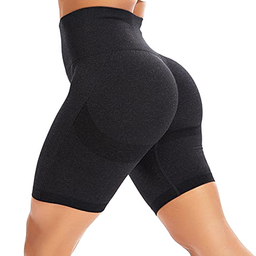 FITTOO Sportshorts Scrunch Butt Damen Kurze Sporthose Seamless Hohe Taille Push Up Slim Fit Booty Für Gym Yoga Fitness #1-Kurz Kohlegrau M von FITTOO